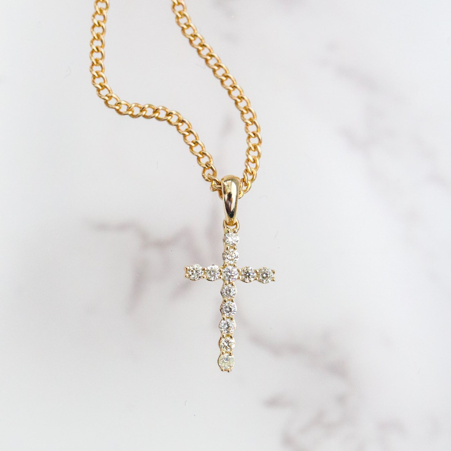 14k Gold and Diamond Cross Pendant