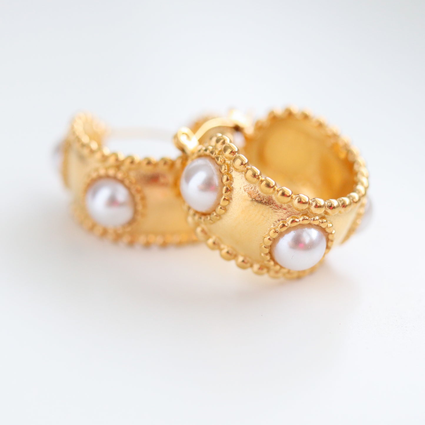 Pearl and Gold Hoops