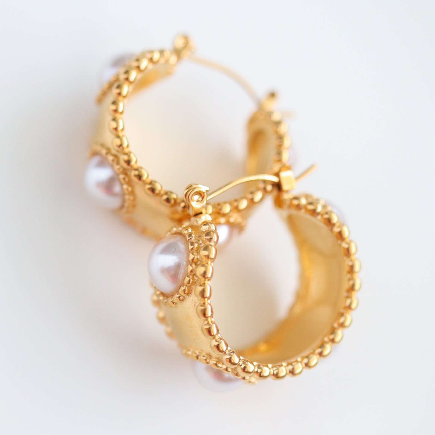 Pearl and Gold Hoops
