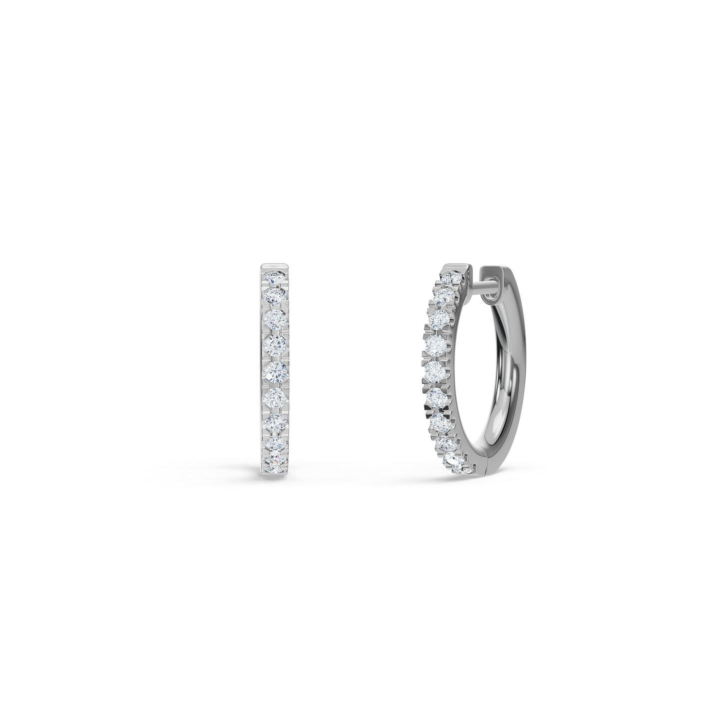 Classic Pavé Diamond Huggie - White Gold