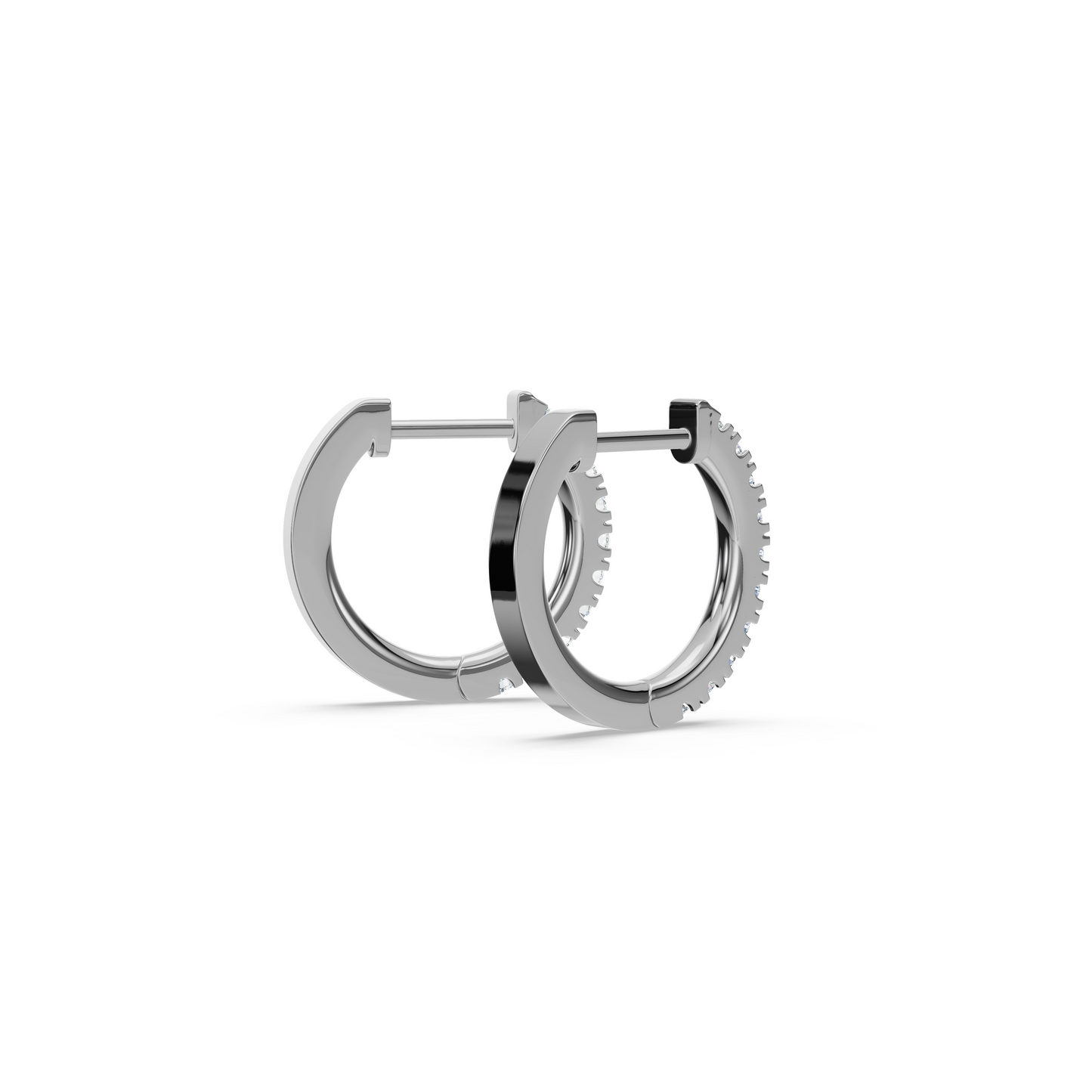 Classic Pavé Diamond Huggie - White Gold