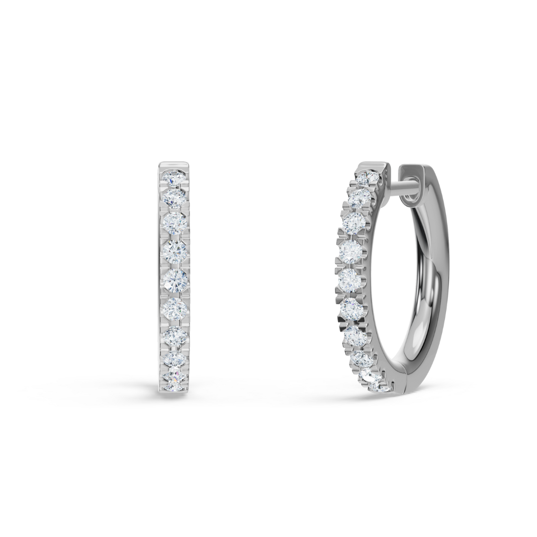 Classic Pavé Diamond Huggie - White Gold