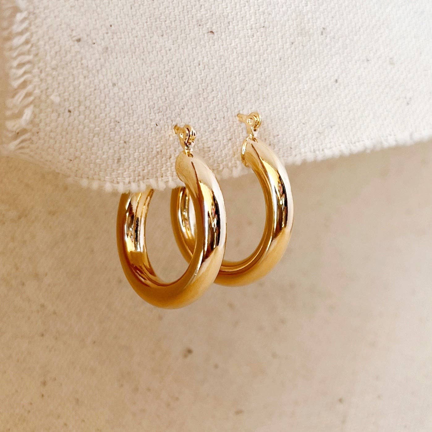 18k Gold Filled Tube Hoop Earrings- 25mm