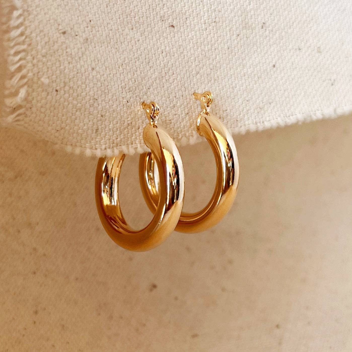 18k Gold Filled Tube Hoop Earrings- 25mm