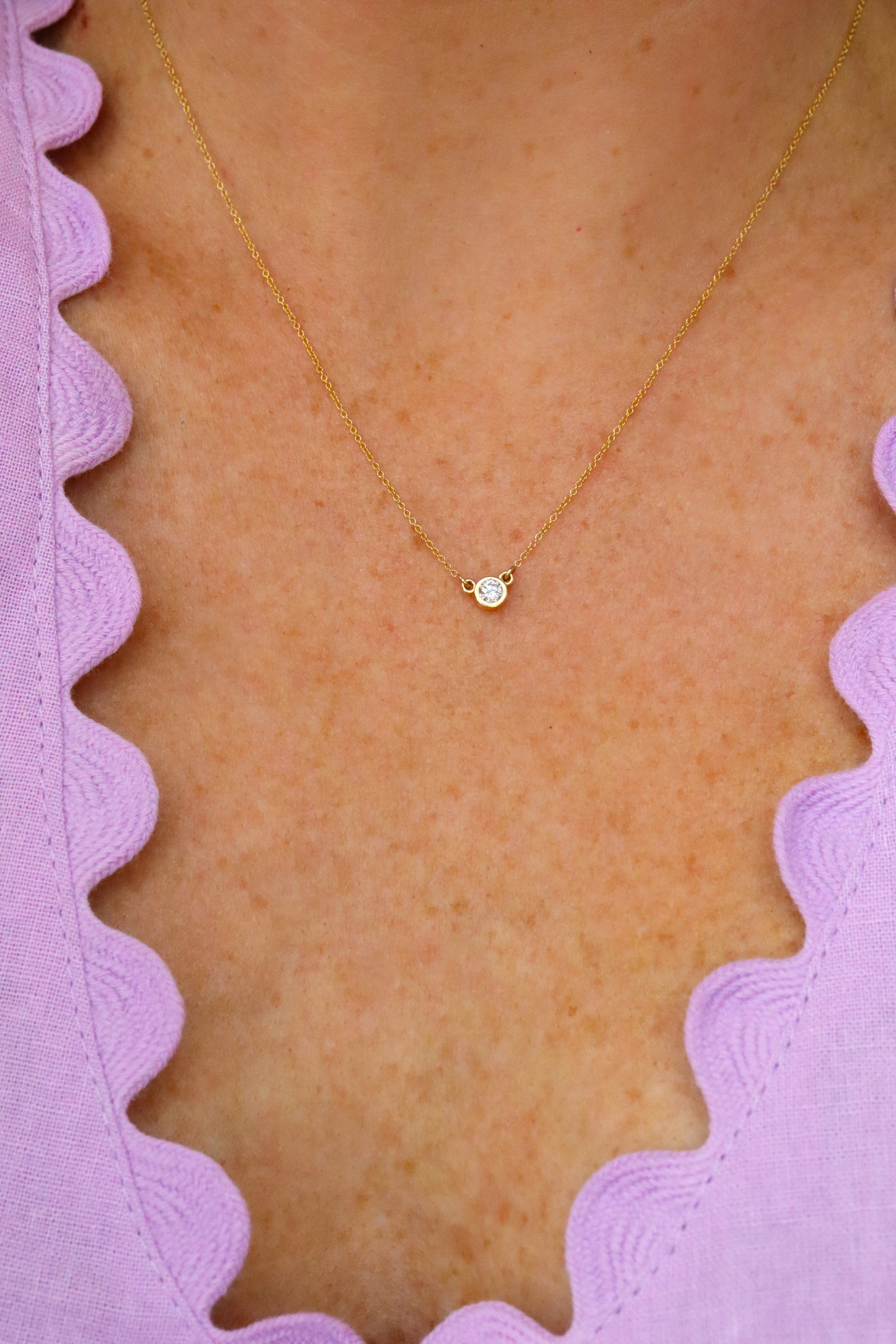 Bezel Set Round Diamond Pendant On Chain