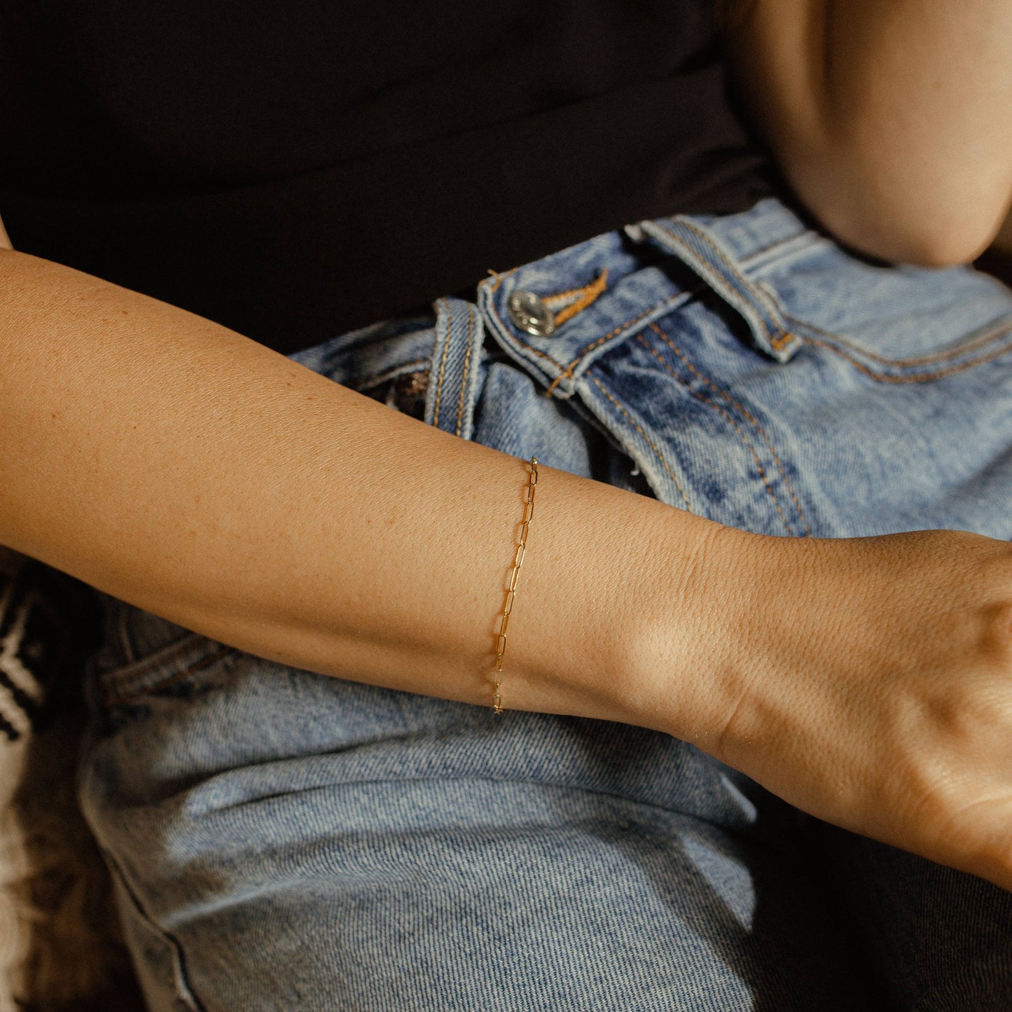 Solid Gold Paperclip Bracelet