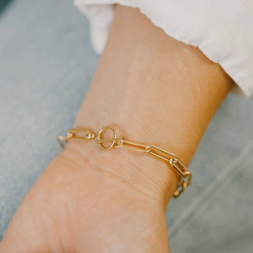 14k Gold Filled Large Paperclip Toggle Bracelet