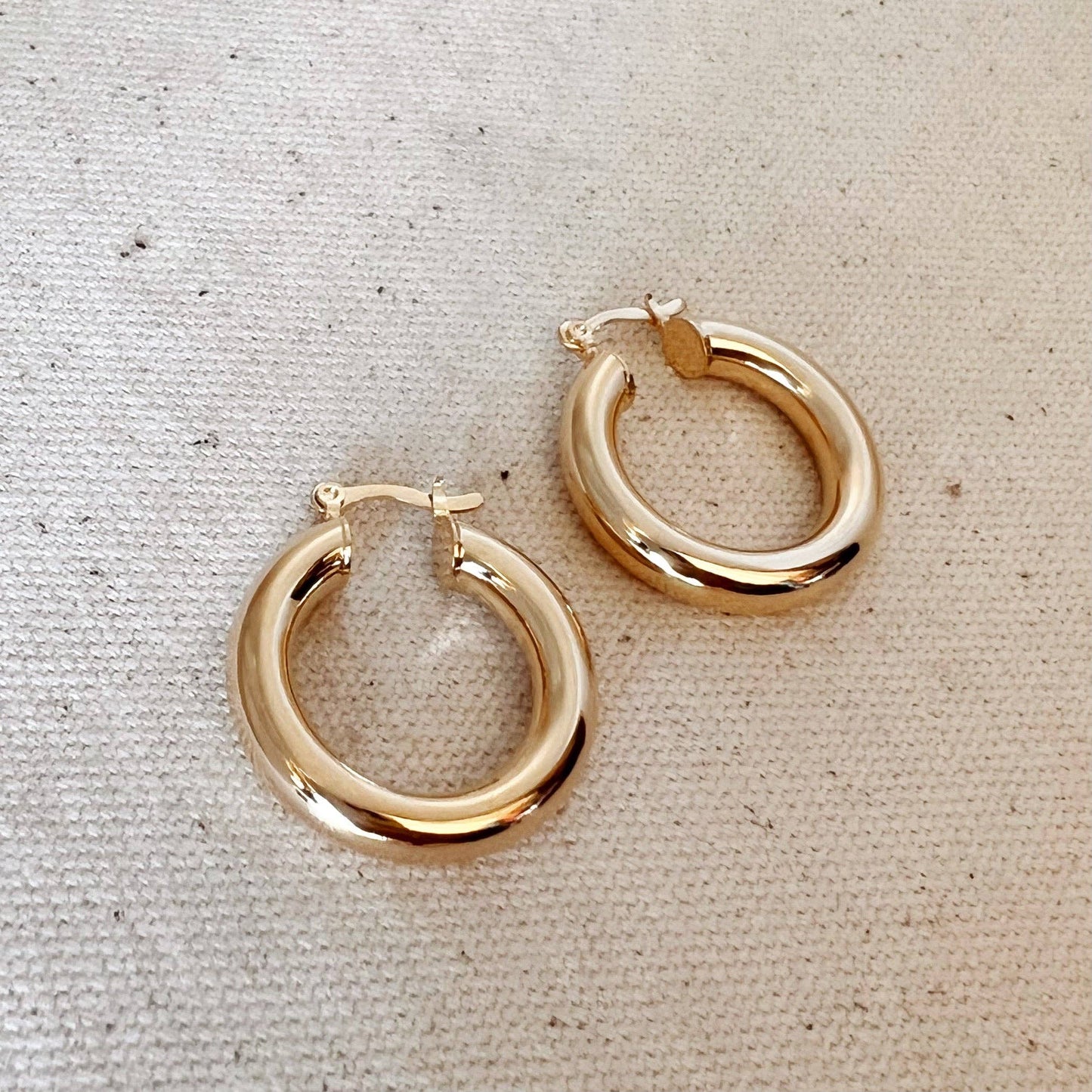 18k Gold Filled Tube Hoop Earrings- 25mm