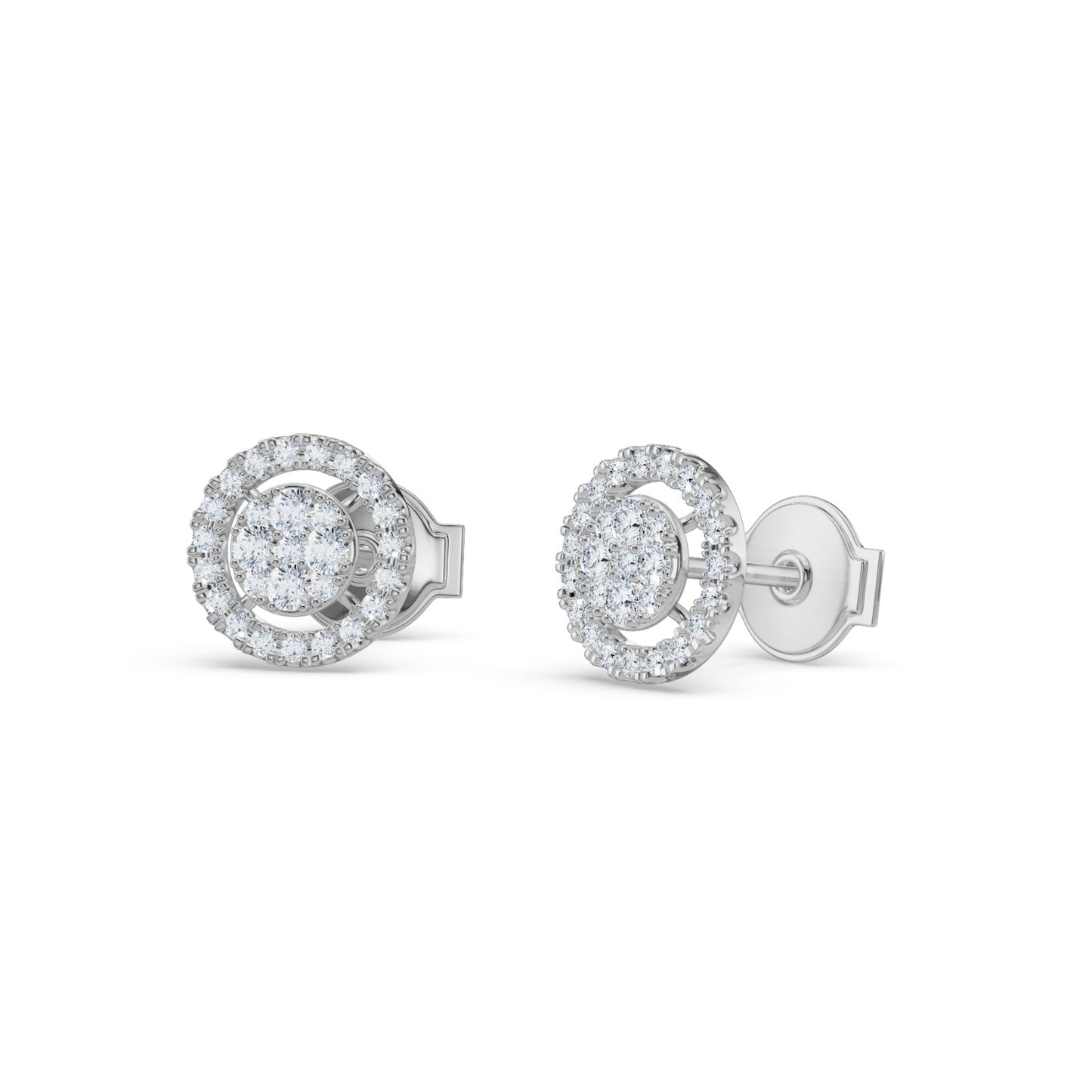 Pavé Round Stud - White Gold