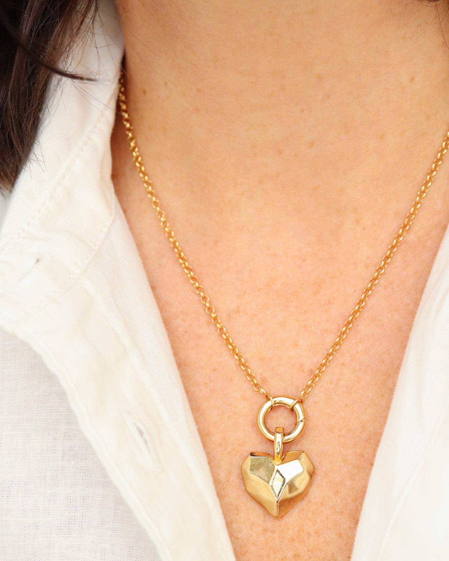 18k Gold Filled Faceted Heart Pendant