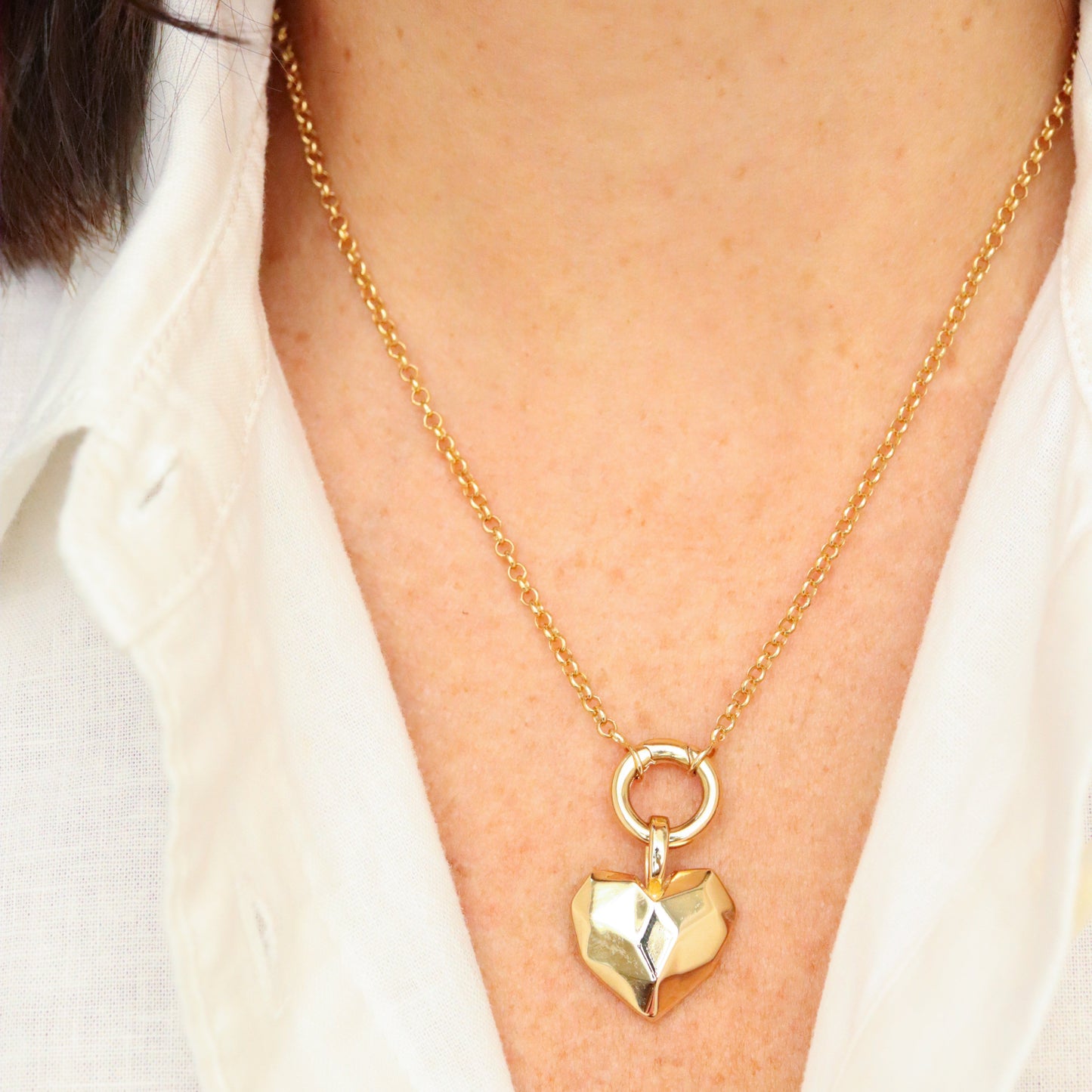 18k Gold Filled Faceted Heart Pendant