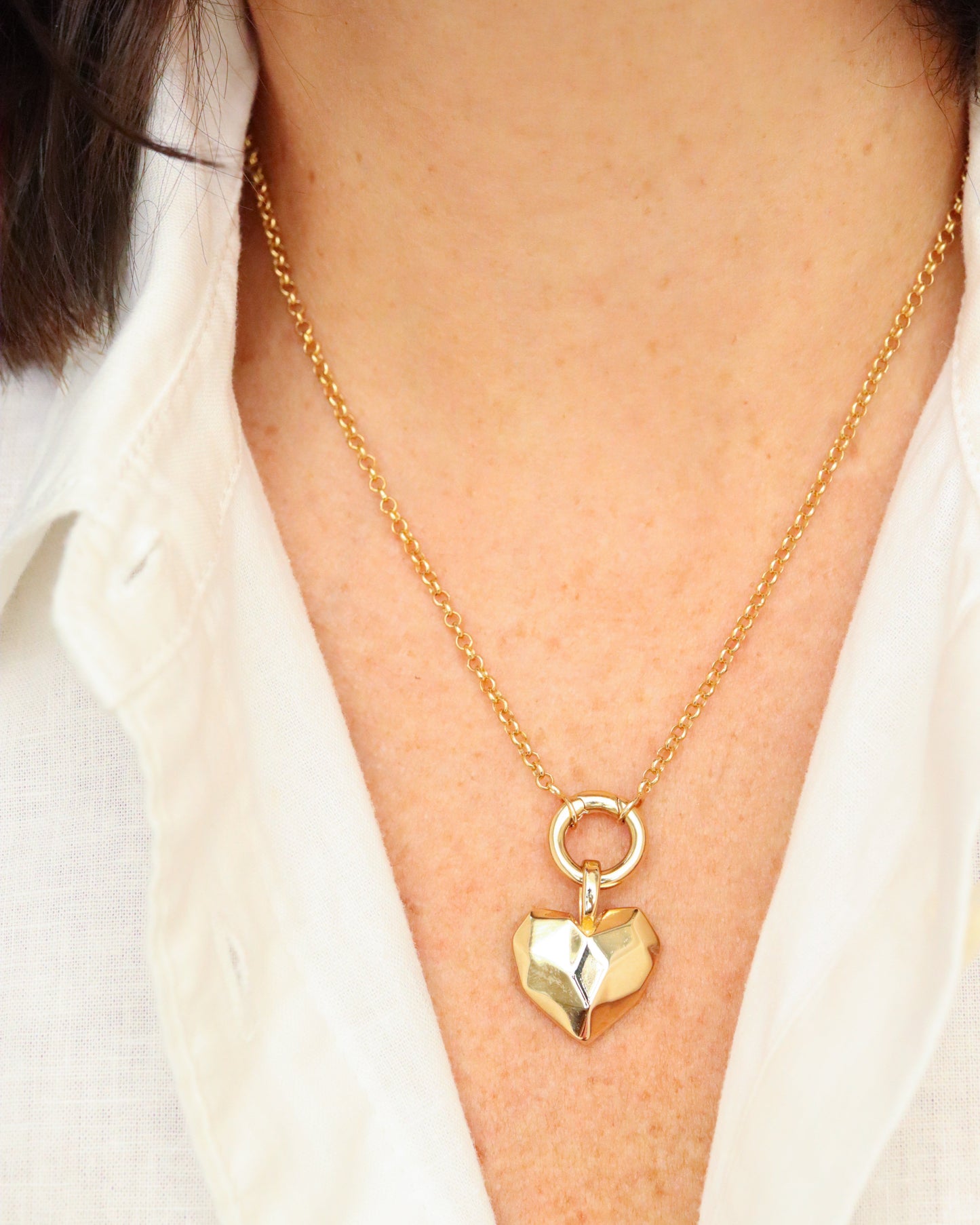 18k Gold Filled Carabiner Clasp Rolo Chain Necklace