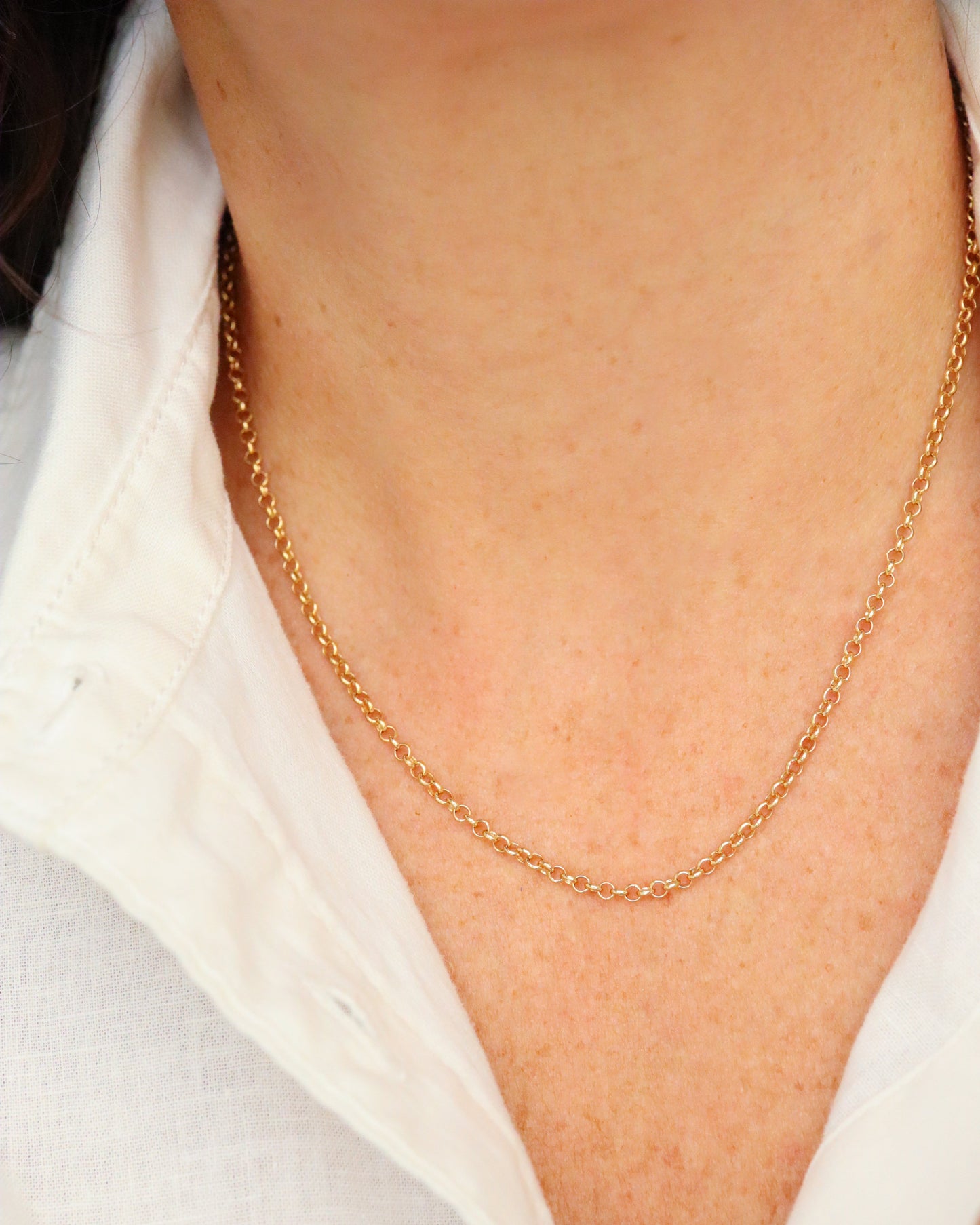 18k Gold Filled Carabiner Clasp Rolo Chain Necklace
