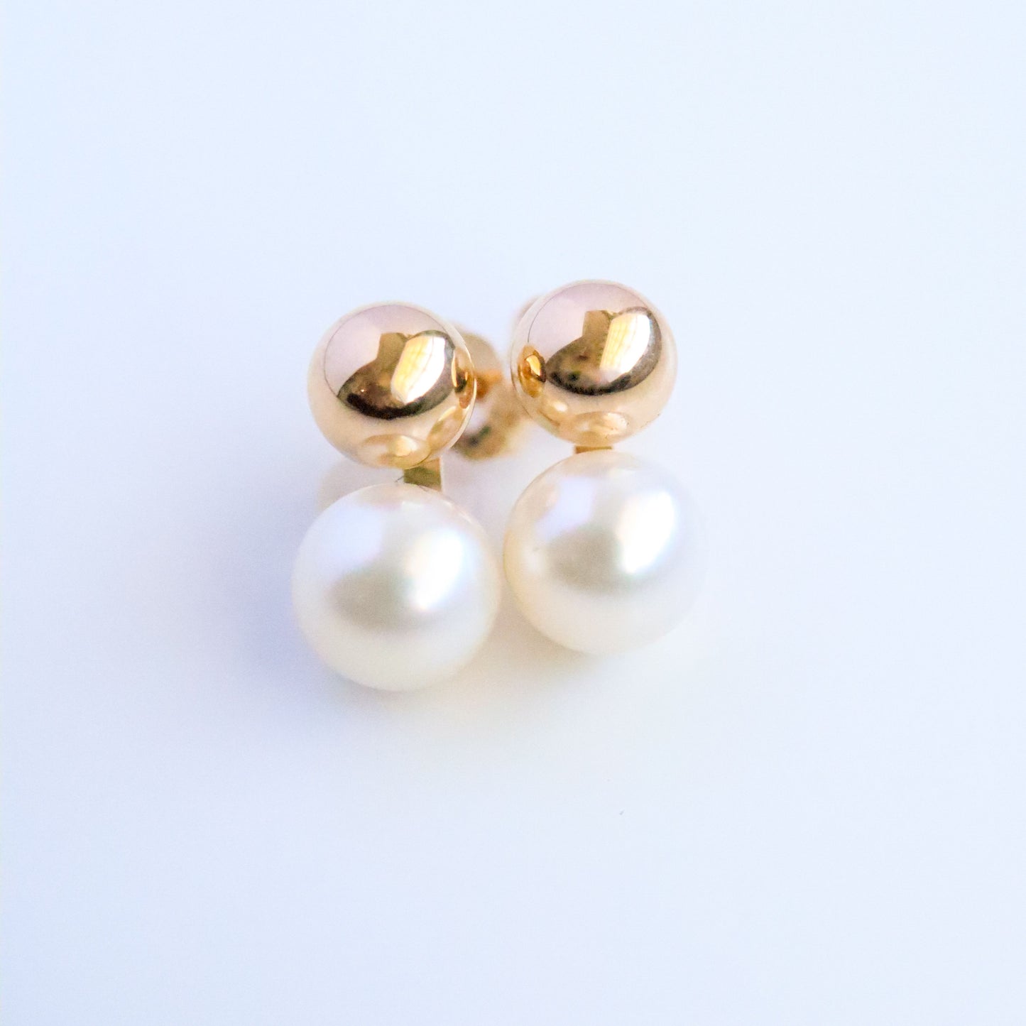 Pearl and Gold Ball Drop Studs