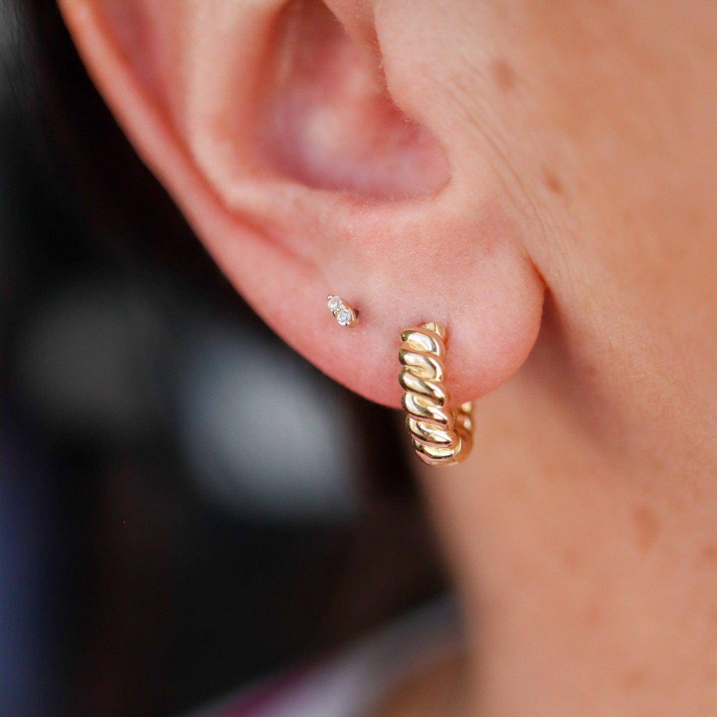 Solid Gold Croissant Huggies