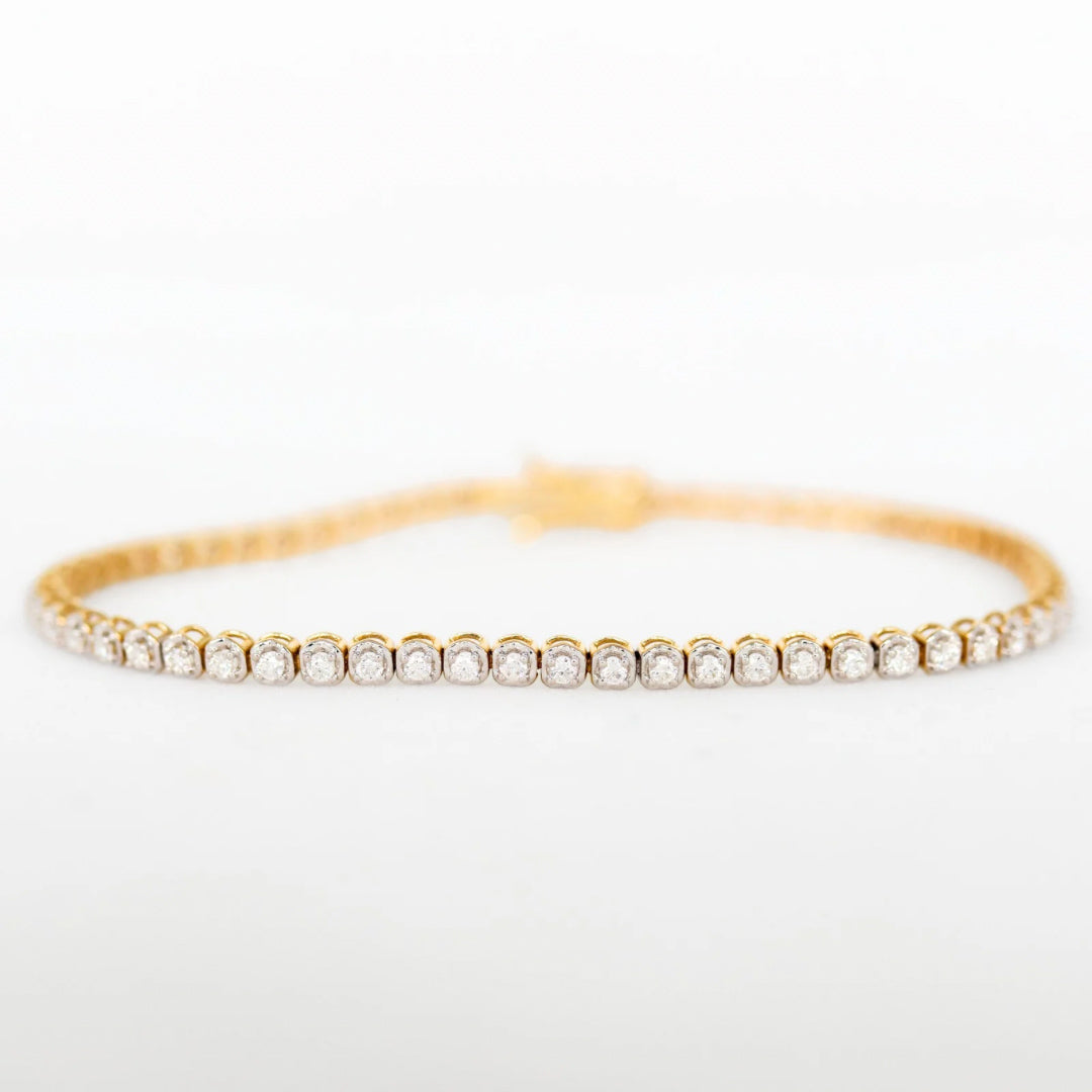 1.00 Carat Natural Diamond Diamond Tennis Bracelet- Yellow Gold