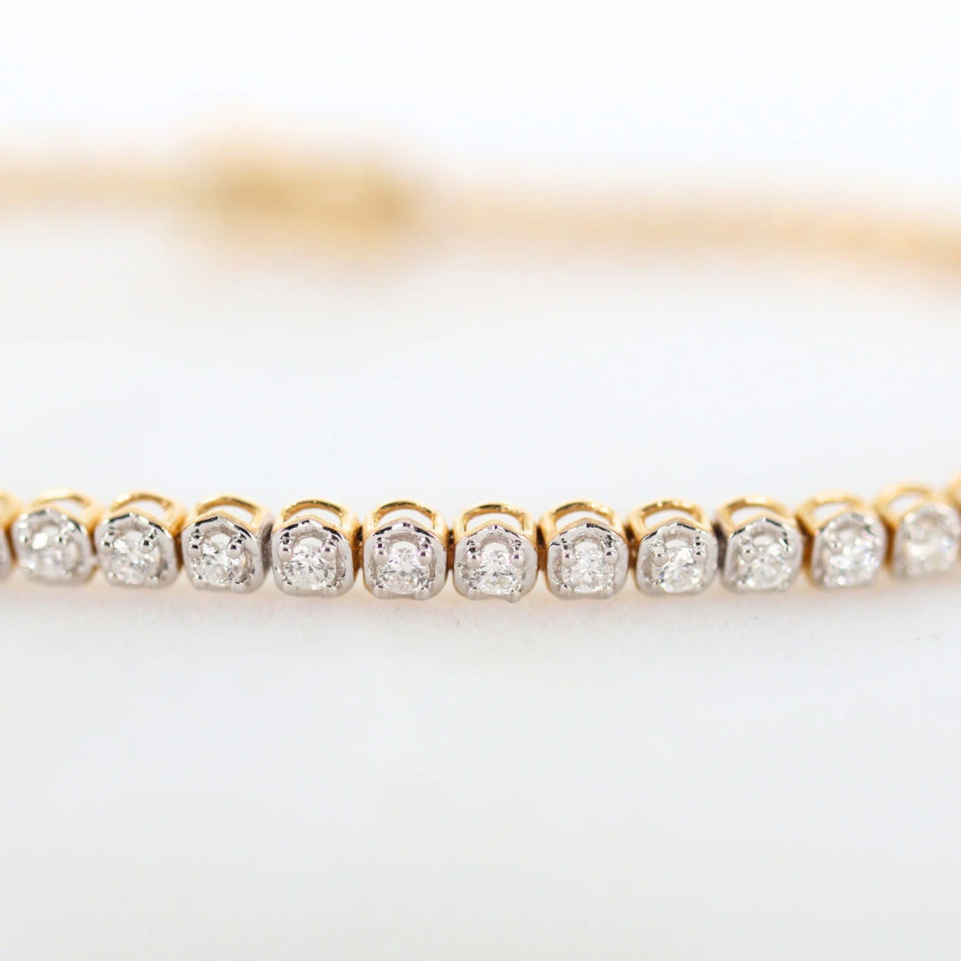 1.00 Carat Natural Diamond Diamond Tennis Bracelet- Yellow Gold