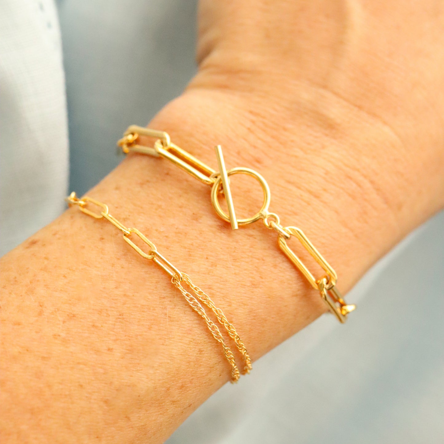 14k Gold Filled Large Paperclip Toggle Bracelet