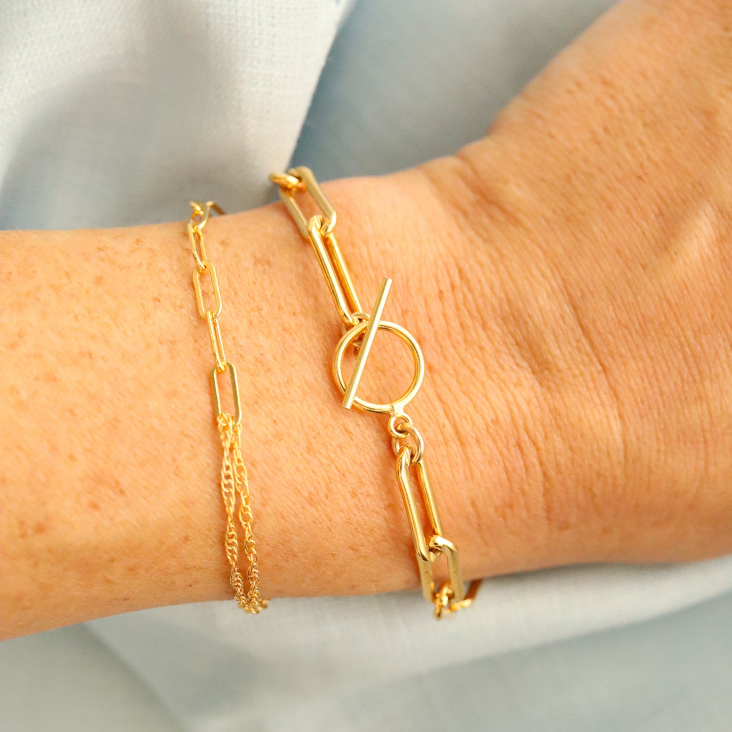 14k Gold Filled Large Paperclip Toggle Bracelet