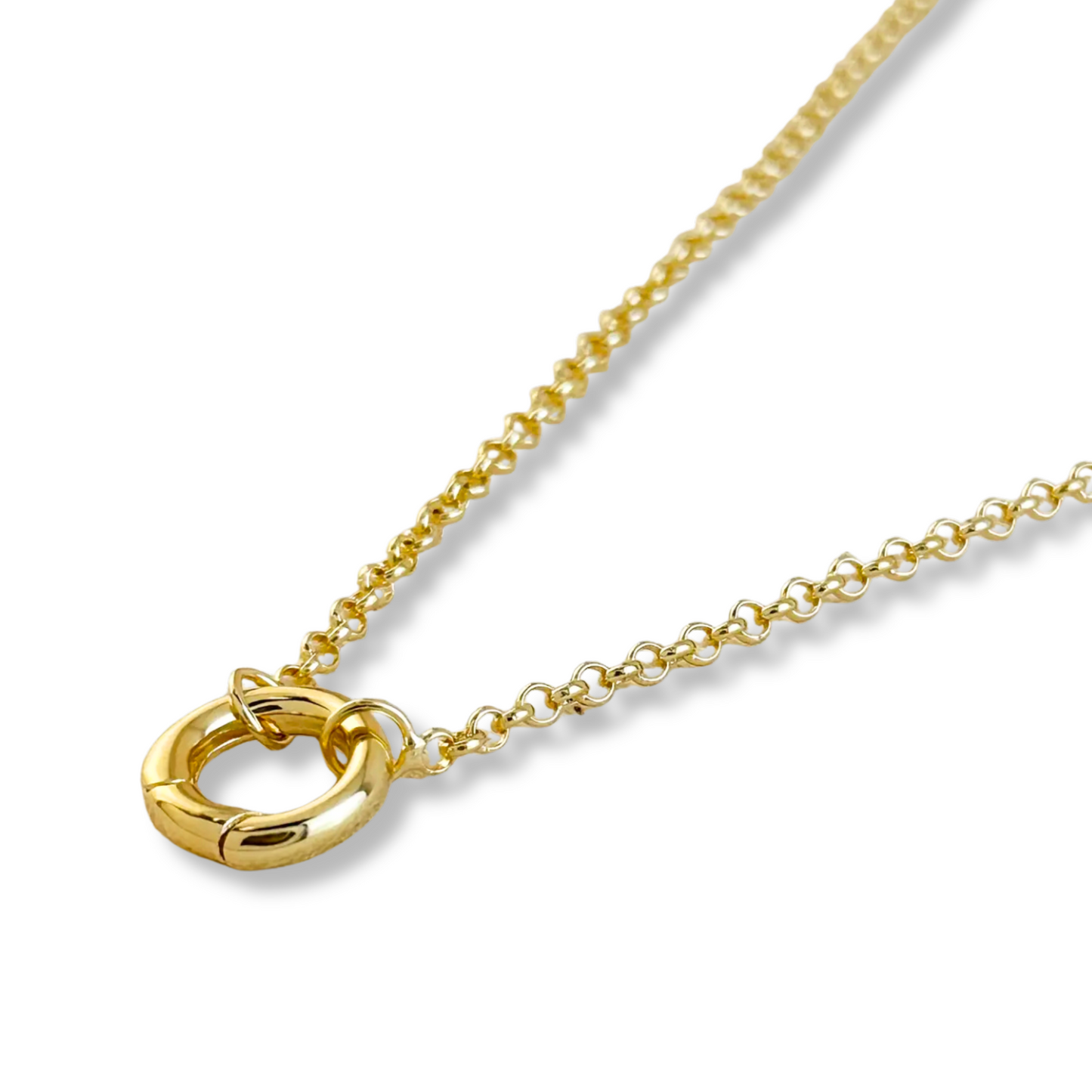18k Gold Filled Carabiner Clasp Rolo Chain Necklace