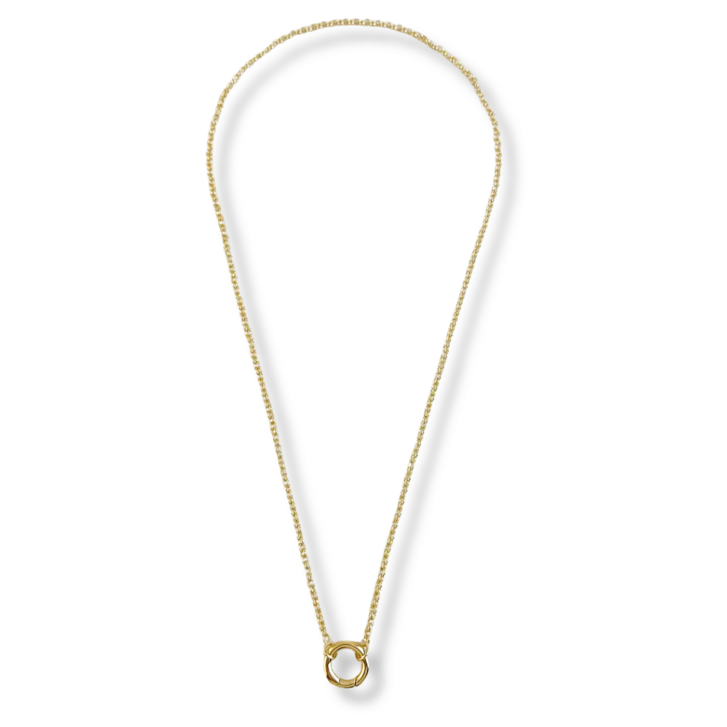 18k Gold Filled Carabiner Clasp Rolo Chain Necklace