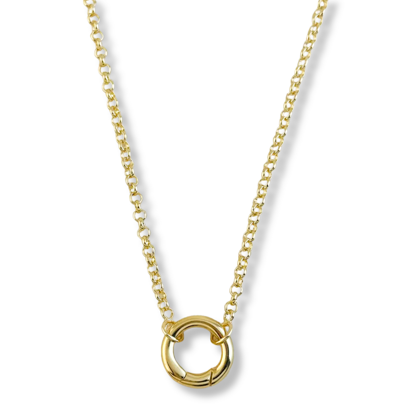 18k Gold Filled Carabiner Clasp Rolo Chain Necklace