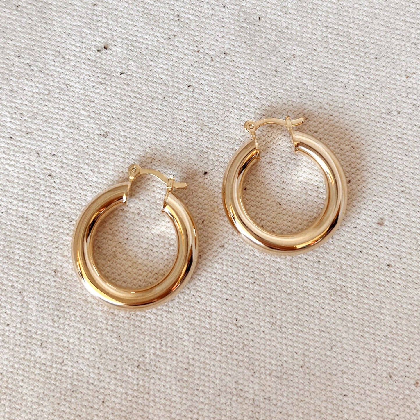 18k Gold Filled Tube Hoop Earrings- 25mm
