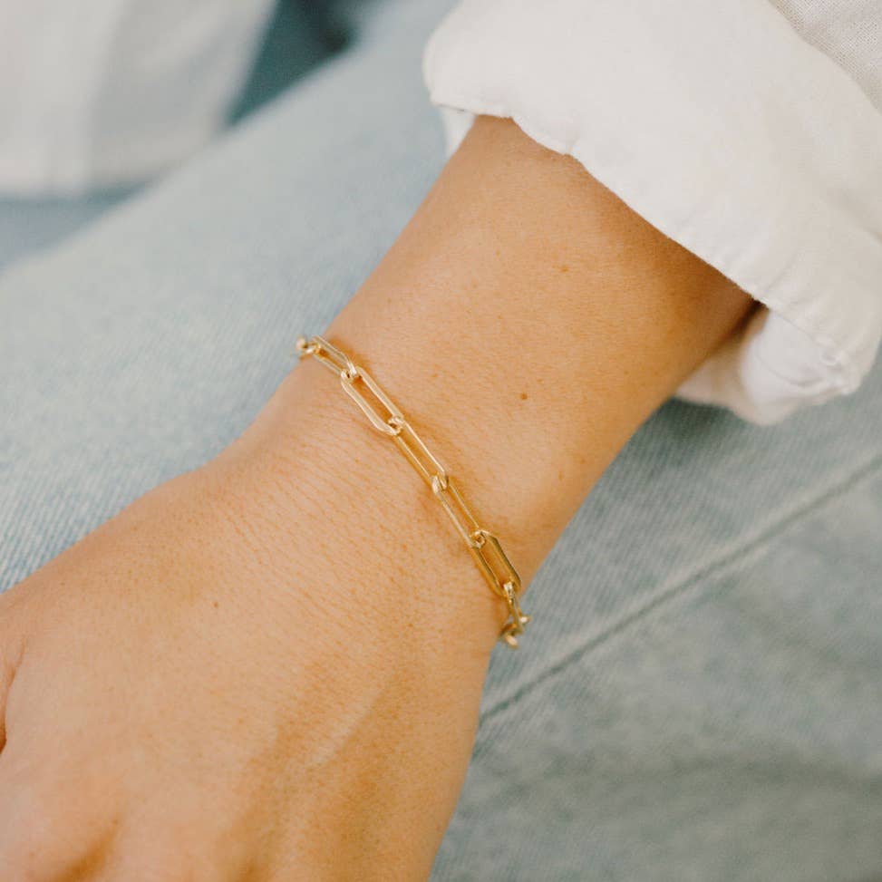 14k Gold Filled Large Paperclip Toggle Bracelet