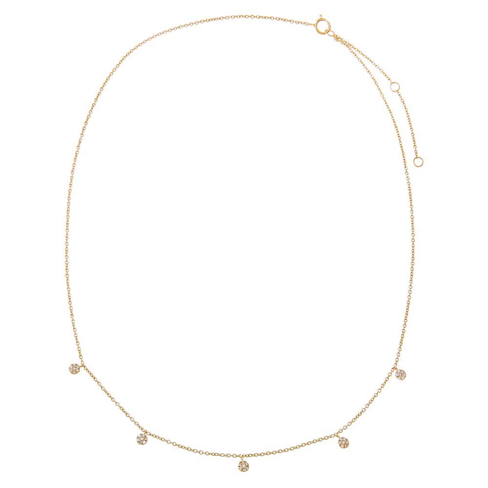 Solid Gold Five Drop Pavé Diamond Necklace