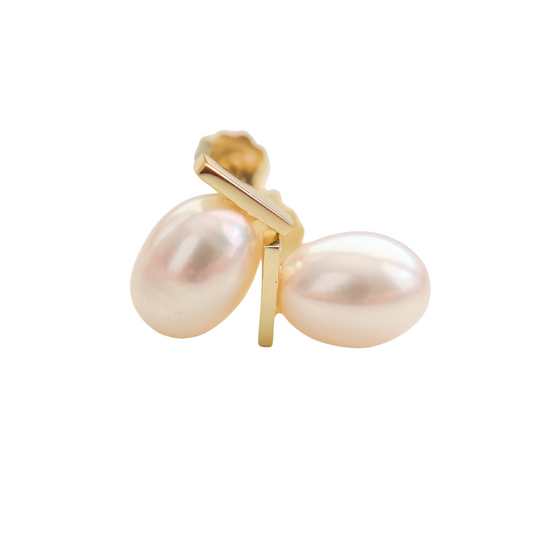 Gold Bar and Pearl Studs