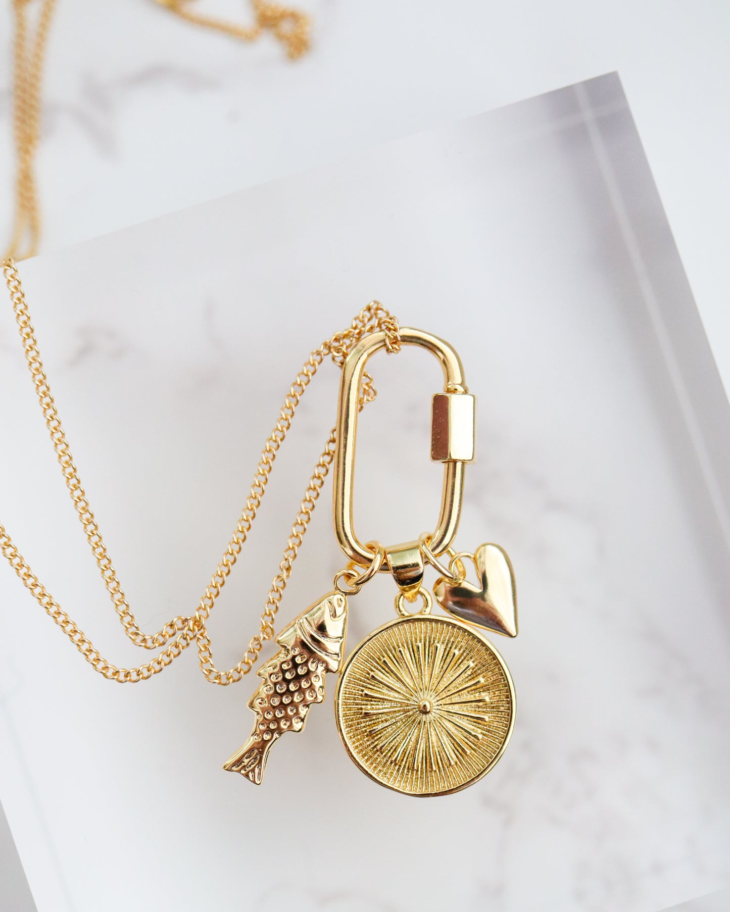 18K Gold Filled Mini Scaled Fish Charm