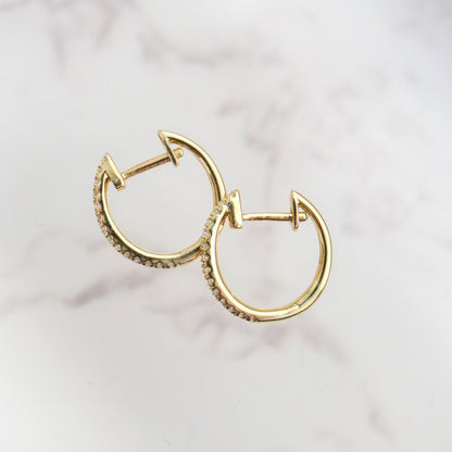 10k Yellow Gold Pavé Diamond Huggies