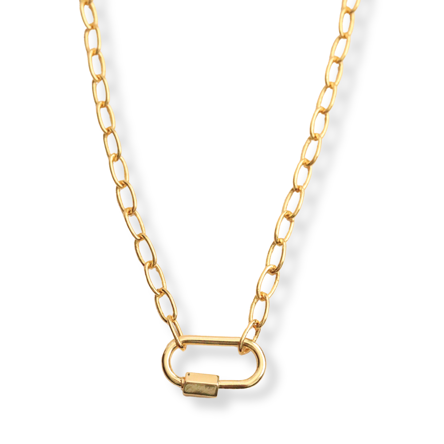 18k Gold Plated Carabiner Charm Holder Necklace