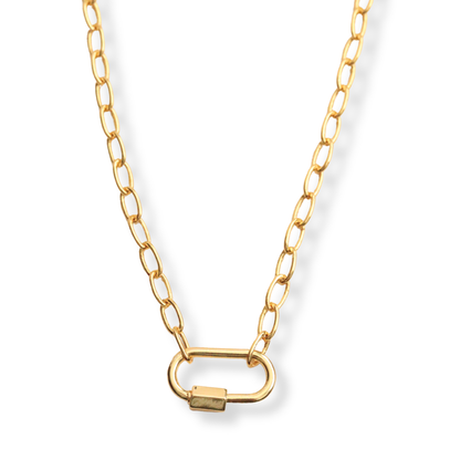 18k Gold Plated Carabiner Charm Holder Necklace