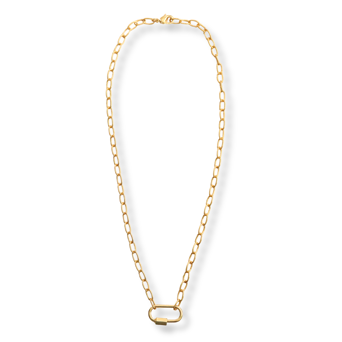 18k Gold Plated Carabiner Charm Holder Necklace