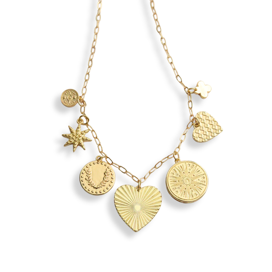 14k Gold Filled Multi Charm Necklace