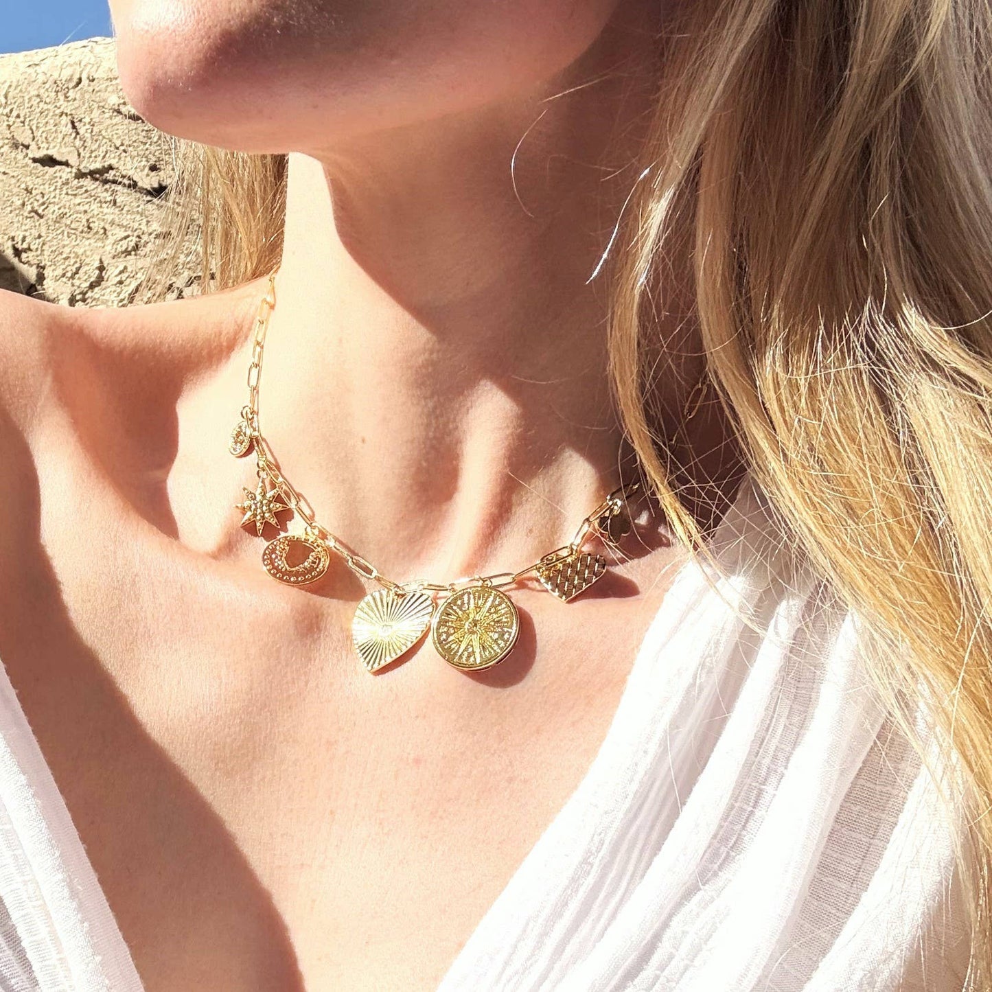 14k Gold Filled Multi Charm Necklace