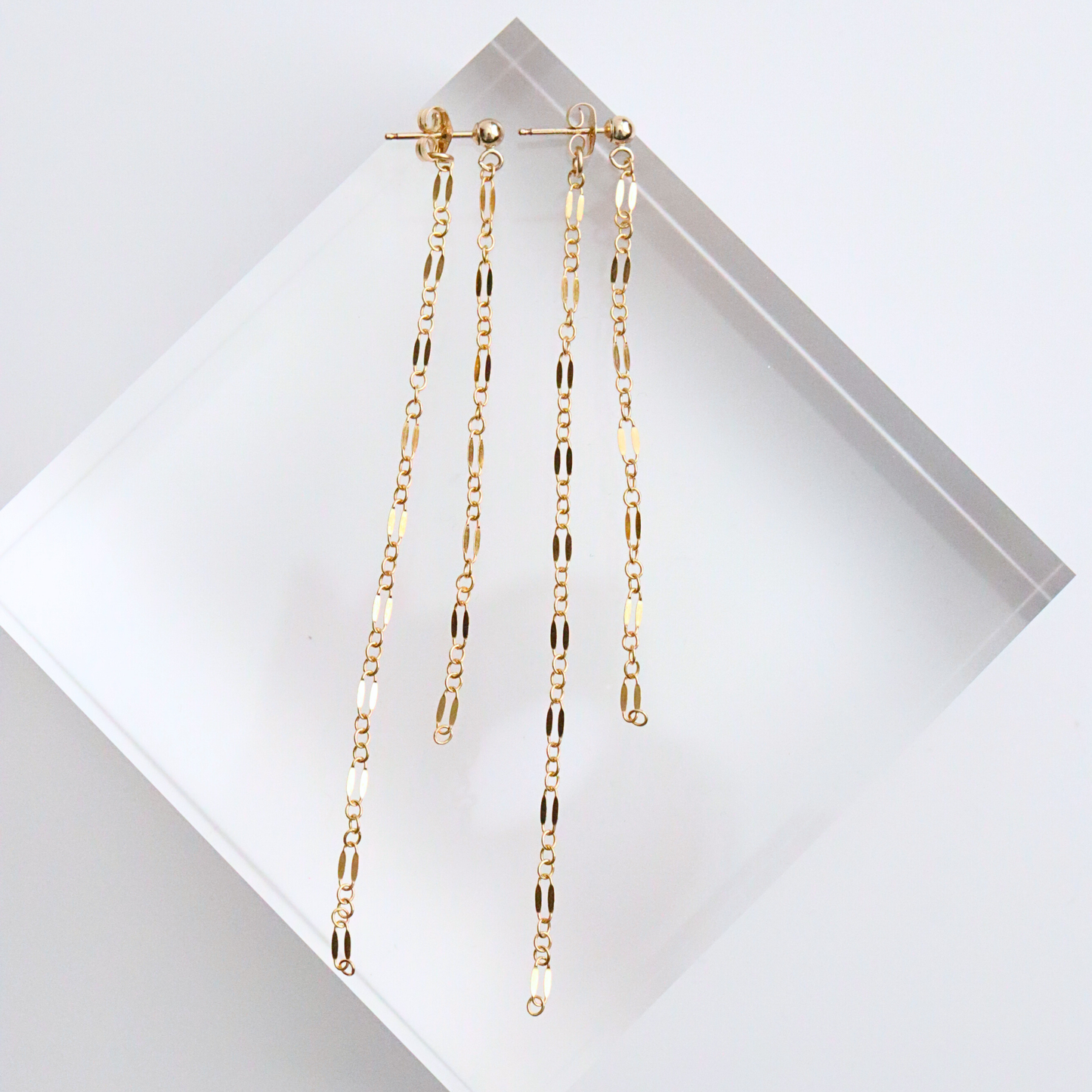 14K Gold Filled Double Chain Drop Earrings