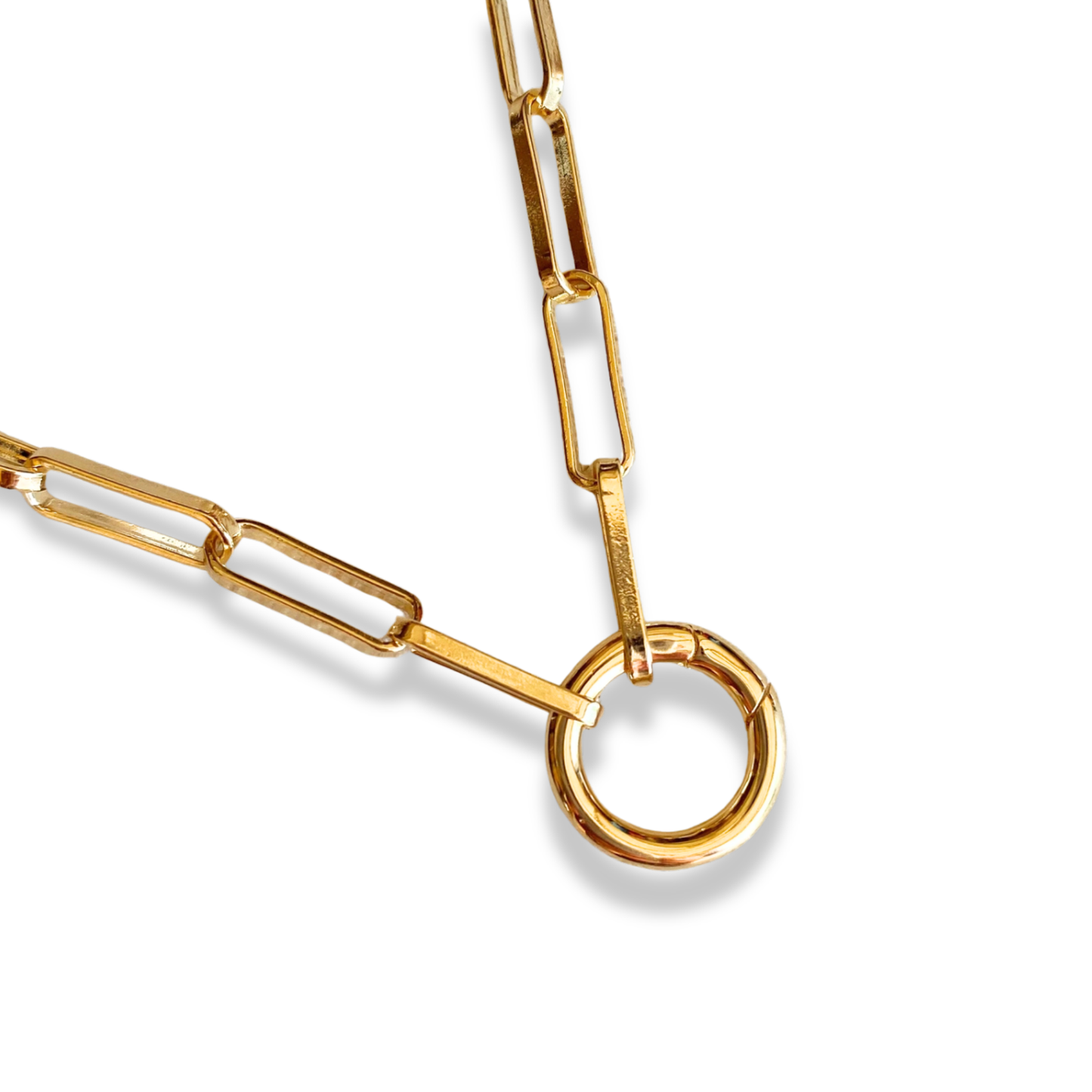 18k Gold Filled Carabiner Clasp Paperclip Chain Necklace