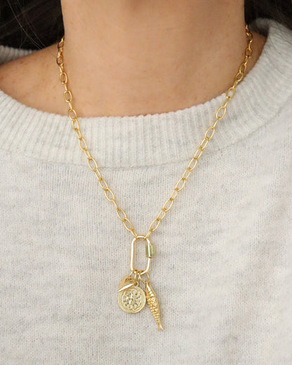 18k Gold Plated Carabiner Charm Holder Necklace