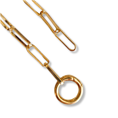 18k Gold Filled Carabiner Clasp Paperclip Chain Necklace