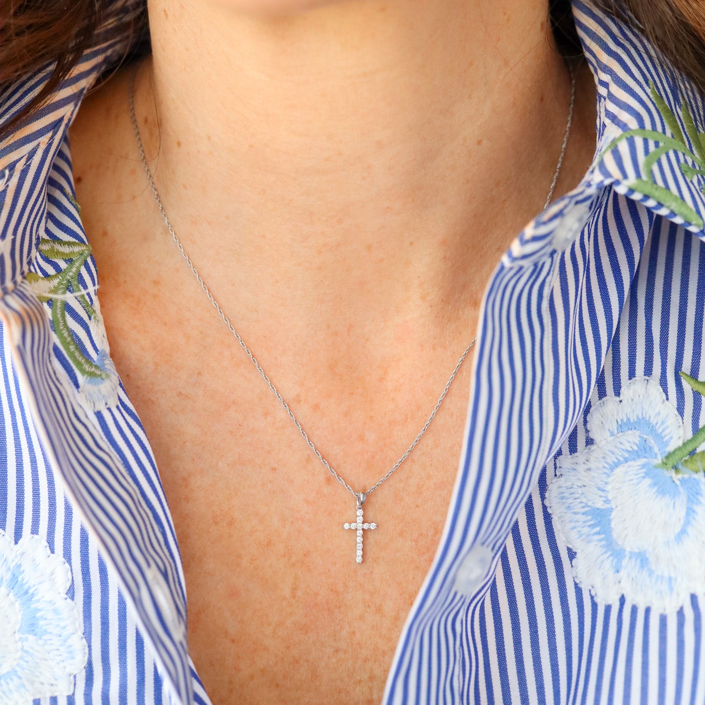 14k Gold and Diamond Cross Pendant