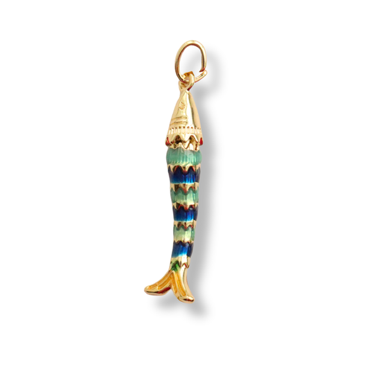 18K Gold Filled Blue Enamel Fish Charm
