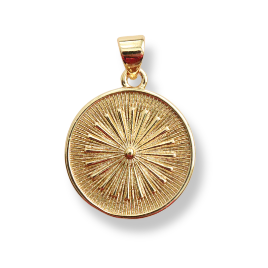 18k Gold Filled Round Sunburst Coin Charm