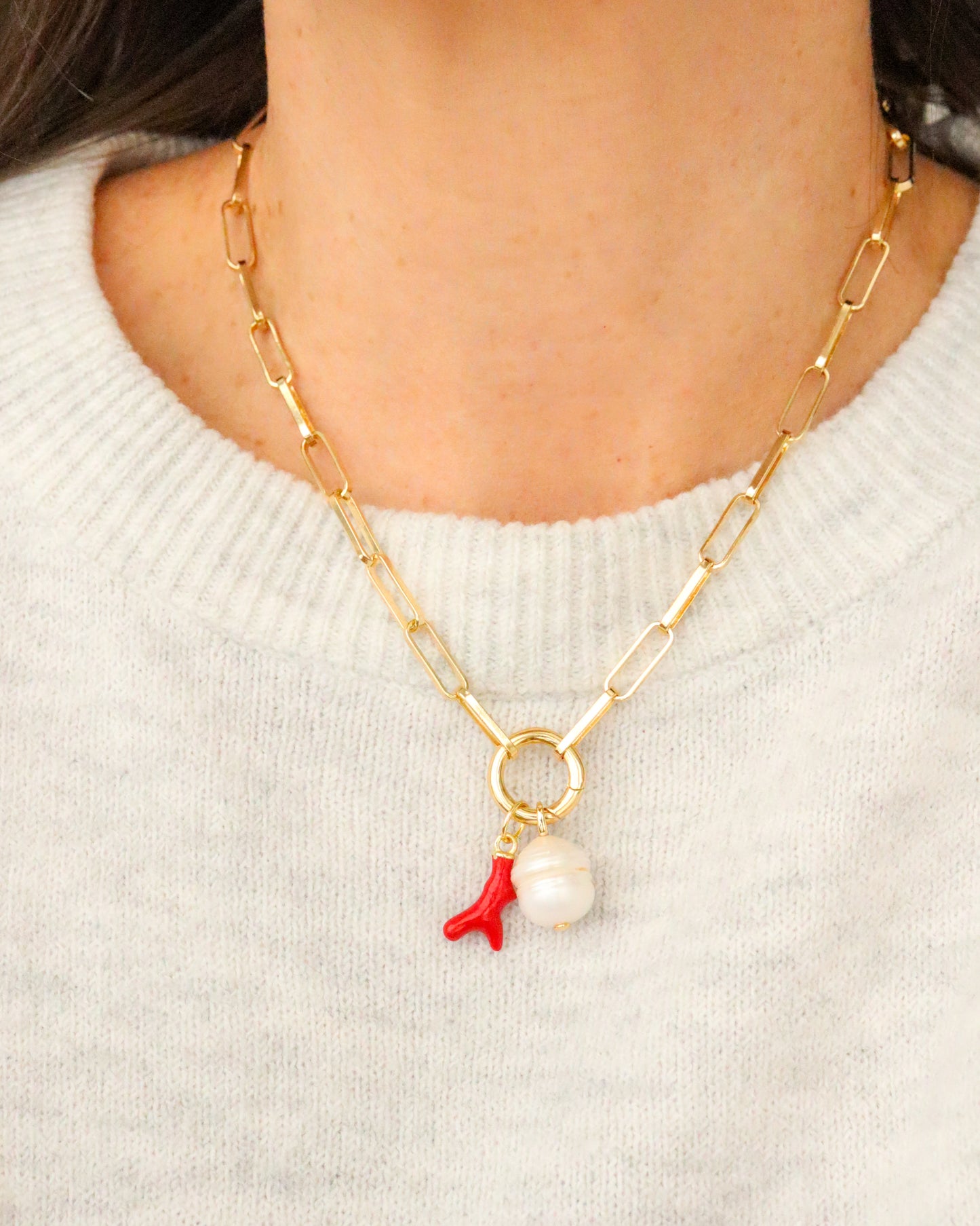 14k Yellow Gold Filled Coral Charm