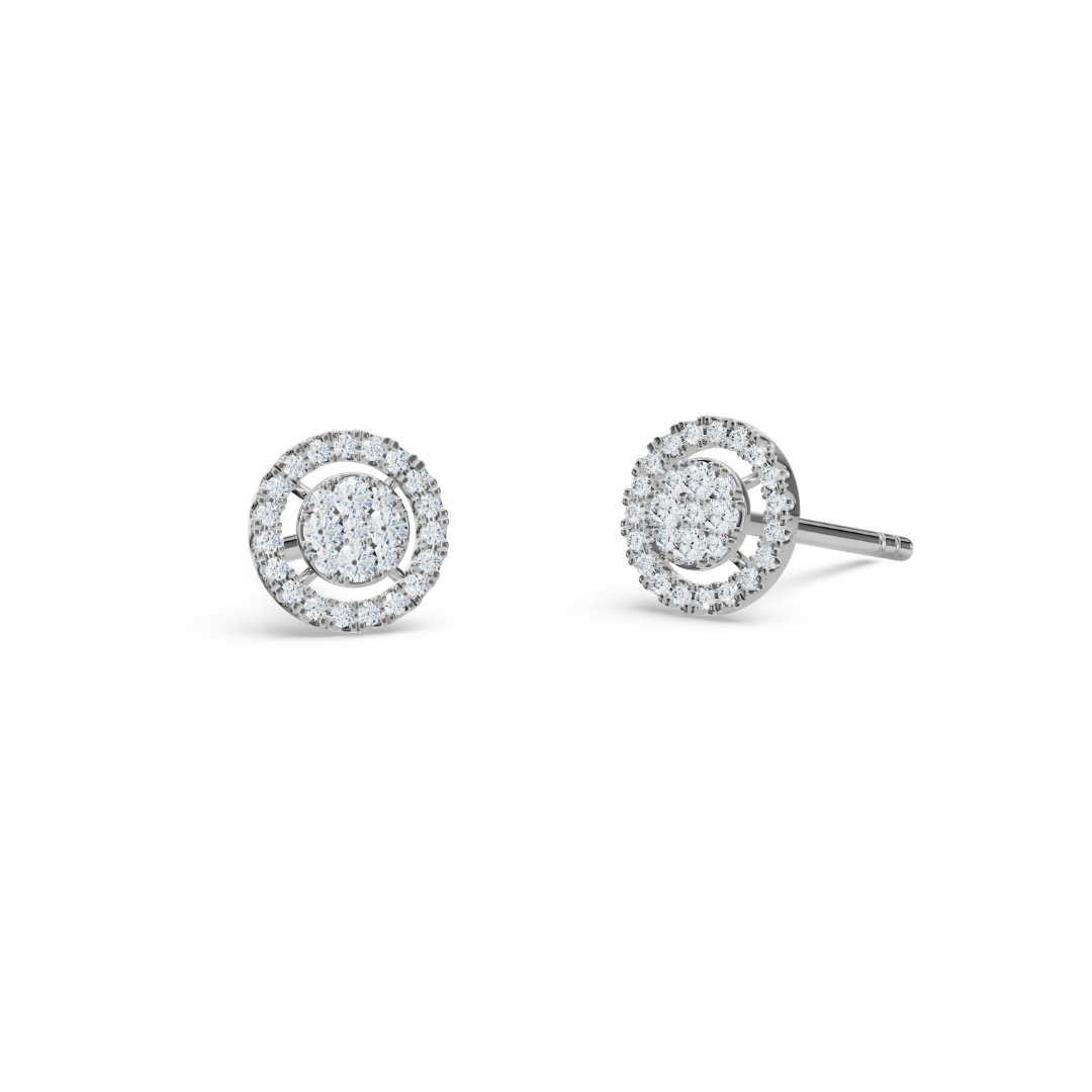 Pavé Round Stud - White Gold