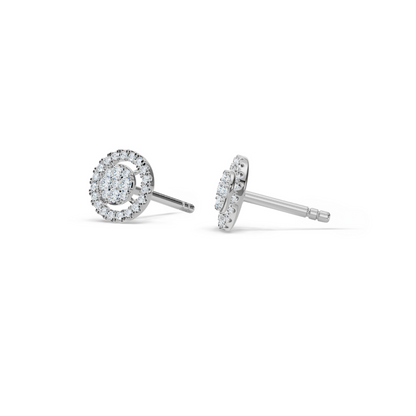 Pavé Round Stud - White Gold