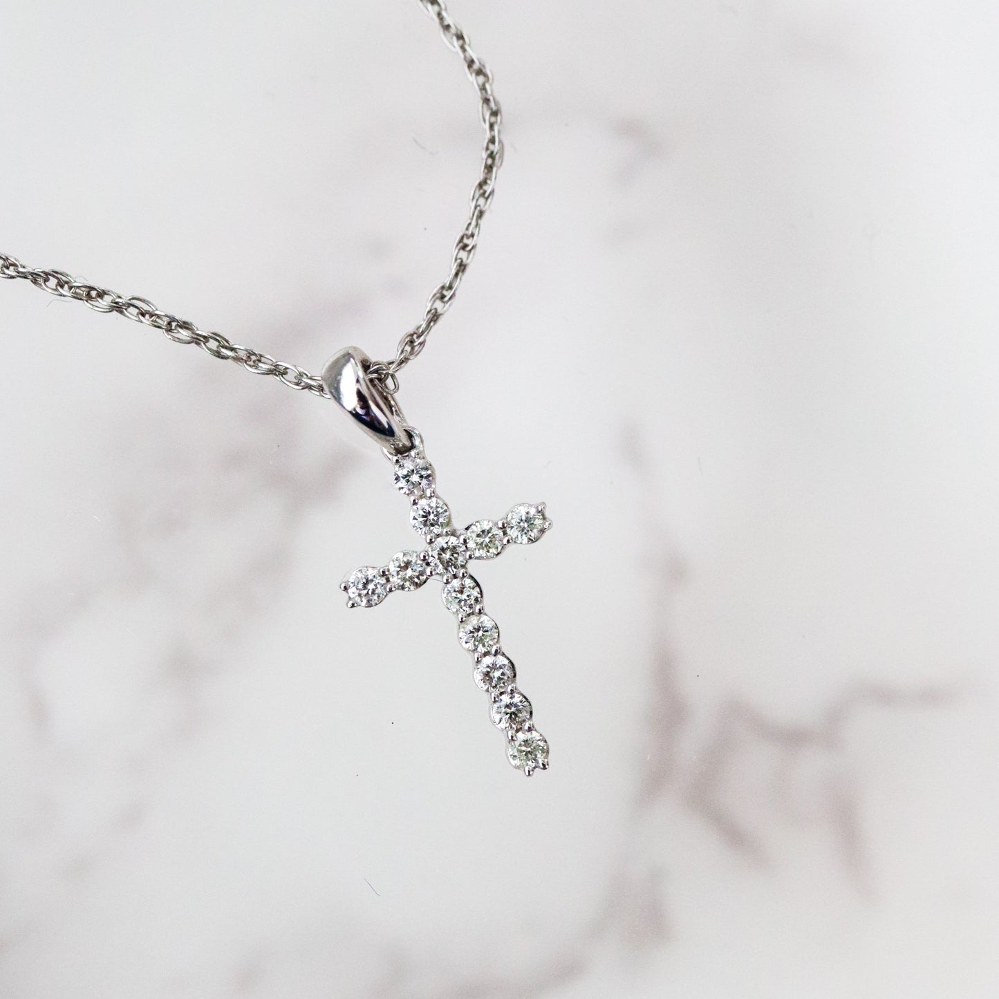 14k Gold and Diamond Cross Pendant