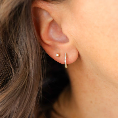 10k Yellow Gold Pavé Diamond Huggies