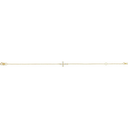 Natural Diamond Sideways Cross Bracelet